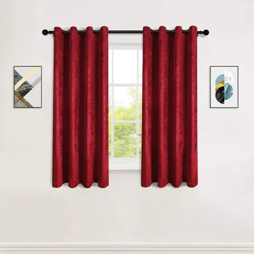Vista 38 de ELKCA Cortinas de doble cara de felpilla para ventana de cocina, 52x18, bolsillo para barra, cenefa color beige para sala de estar, paquete de 1