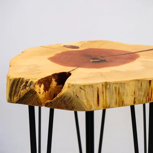 Vista 5 de Ultimate Premium Products Mesa auxiliar para sala de estar, mesa auxiliar de cedro rojo, mesa de centro rústica, decoración del hogar de madera