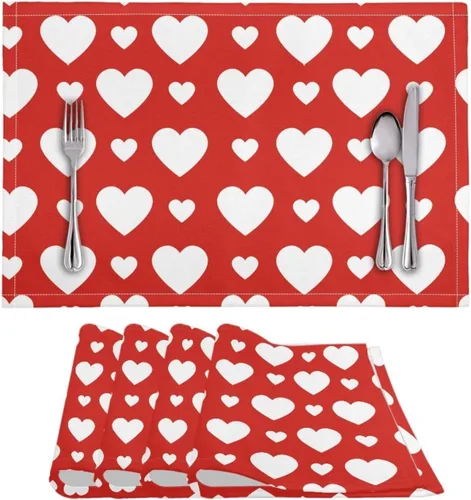 Vista 13 de BIGCARJOB Mantel individual de diseño personalizado, 4 piezas, tapete de mesa resistente al corazón, 12 x 18 pulgadas 1-diseño personalizado