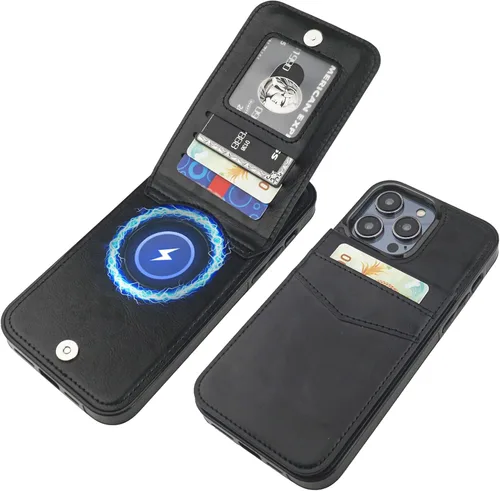 Vista 27 de KIHUWEY Compatible con iPhone 14 Pro Max Funda Cartera Plegable con Soporte para Tarjeta de Crédito, Cierre Magnético de Cuero Premium, Función