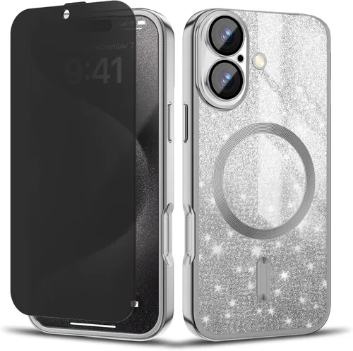 Vista 54 de Funda magnética para iPhone 13 Pro MagSafe con protector de lente de cámara, protección completa, delgada, suave, a prueba de golpes, antiarañazos