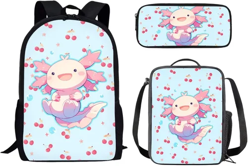 Vista 22 de Paquete de 3 bolsas escolares con estampado de bandera estadounidense para niños, mochila de gran capacidad para laptop, con cremallera, estuche