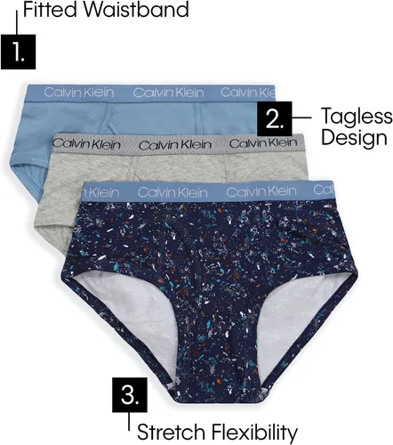Vista 2 de Calvin Klein Paquete de 3 calzoncillos de algodón surtidos para niños pequeños modernos