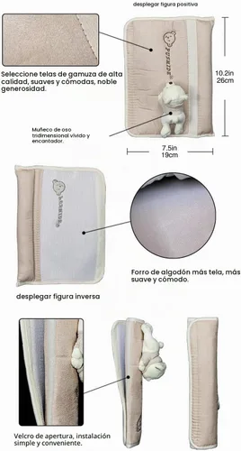 Vista 5 de Tianmei - Funda para cinturón de seguridad de coche con acolchonado en el hombro (2 unidades)