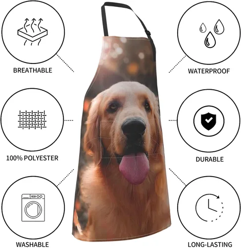 Vista 5 de Delantales personalizados para hombres y mujeres con 2 bolsillos, delantal personalizado, diseño de tu texto, foto, nombre, logotipo, ajustable