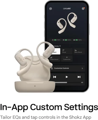 Vista 10 de SHOKZ OpenFit - Auriculares True Wireless Bluetooth de Oreja Abierta con Micrófono, Auriculares con Ganchos para los Oídos, Resistente al Sudor