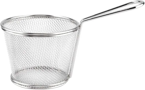 Vista 7 de Mini cesta para freír papas fritas, cesta de malla de alambre de acero inoxidable de 4 pulgadas para el hogar, cocina, colador de alimentos, papas