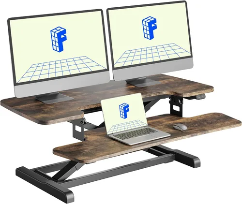 Vista 22 de FLEXISPOT Convertidor eléctrico de escritorio de pie de 32 pulgadas, elevador de escritorio motorizado para sentarse a pie, monitor de escritorio