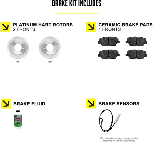 Vista 2 de Hart Brakes Kit Frenos y Rotores Delanteros Pastillas de Freno Delanteros Rotores y Pastillas de Freno Pastillas y Rotores de Freno