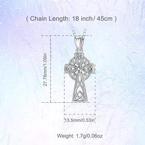Vista 6 de INFUSEU Joyería irlandesa de plata esterlina, collar de nudo de bruja celta Claddagh para mujeres, adolescentes y niñas