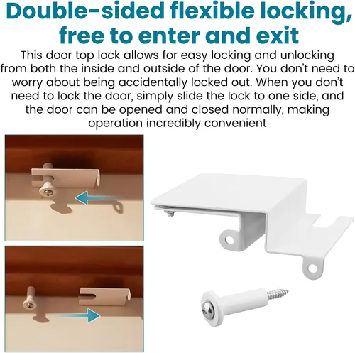 Vista 6 de Cerradura superior de puerta de seguridad para niños evita que los niños y mascotas abran la puerta, cerradura de puerta superior para puertas