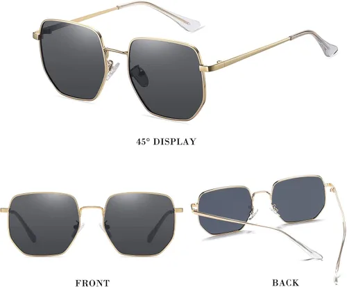 Vista 3 de HJSTES Square Polarized Sunglasses Womens Men Trendy Hexagon Frame Sun Glasses UV400 Protection