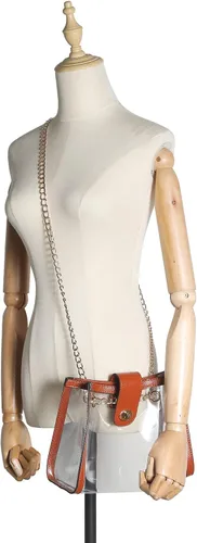 Vista 4 de Bolsos de hombro transparentes para mujer, ligeros, con correa de cadena y bolsas cruzadas con cierre giratorio.