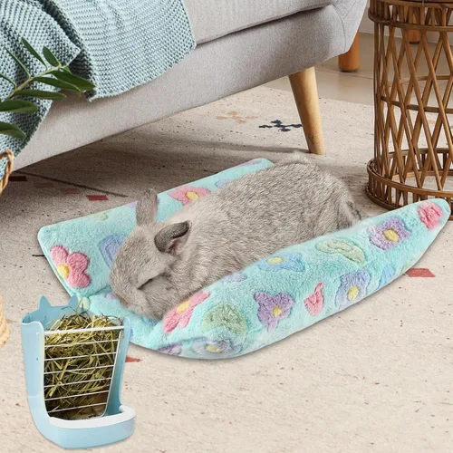Vista 6 de PETKNOWS Camas de conejo, 15.75 x 13.78 pulgadas, nido cóncavo acolchado