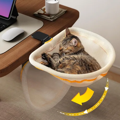 Vista 10 de Cama de escritorio para gatos plegable con un solo clic con Crema