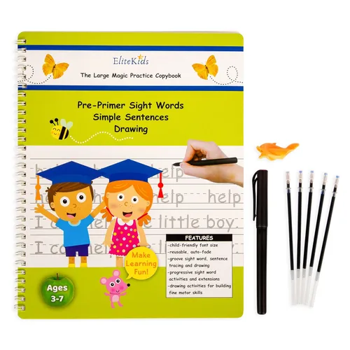 Vista 10 de Práctica de escritura ranurada mágica para niños, actividades de aprendizaje preescolar, libros de rastreo para edades de 3 a 5, 6 a 8 años