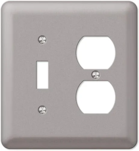 Vista 6 de Amerelle Devon Round Corner Single Rocker/Single Duplex Placa de pared de acero en níquel cepillado