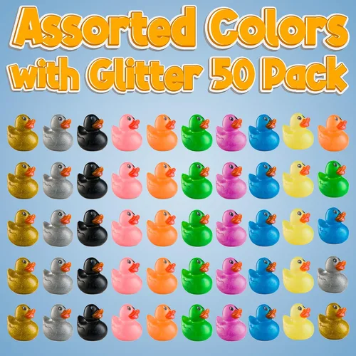 Vista 5 de Bedwina Patos de goma con purpurina a granel, patos Jeep para regalos de patitos y cruceros, juguetes de baño para niños, mini patitos de goma