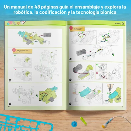 Vista 6 de Thames & Kosmos My Robotic Pet: Coding Chameleon STEM Kit de construcción y experimento Robot de codificación con detección de color para niños