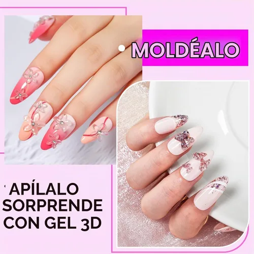 Vista 2 de Makartt Arte de uñas de gel 3D: 4 en 1 constructor de gel sólido transparente para extensión, pegamento de uñas UV para uñas acrílicas, diamantes