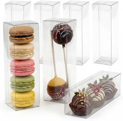 Vista 9 de VGOODALL 26 cajas transparentes de macarrón, cajas de regalo de plástico
