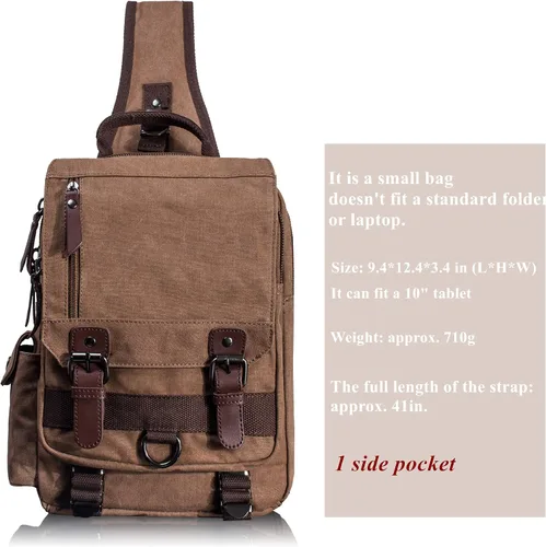 Vista 2 de Leaper - Maleta bandolera de lona, diseño retro, Casual, M