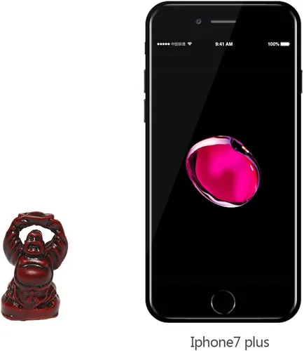 Vista 3 de Juego de 6 figuras de Buda sonriente de la suerte feliz de Buda, 1 pulgada, color rojo