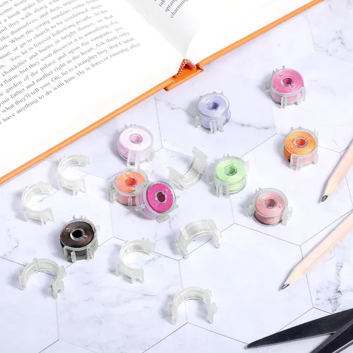 Vista 7 de Clips para bobinas de coser, 50 unidades, soporte de bobina transparente, clip de plástico para herramientas de costura, accesorios de abrazaderas