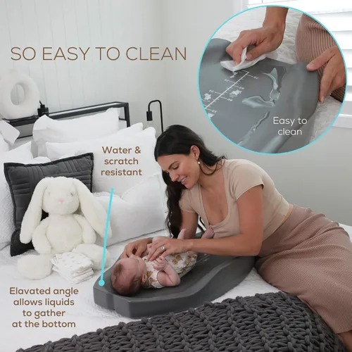 Vista 2 de Apricity Baby Cambiador de pañales – Cambiador de espuma impermeable con lados elevados, base antideslizante y diseño portátil, extra grande de 31.5