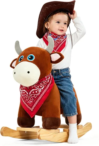 Vista 12 de FUNLIO Caballo mecedor de unicornio para bebé, caballo mecedor de unicornio de hadas arco iris para niños pequeños de 6 meses a 3 años, balancín