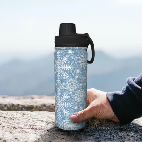 Vista 8 de Blooming Poppies - Botella de agua deportiva a prueba de fugas, 18 onzas, botellas de agua aisladas para bicicletas, fitness, yoga, senderismo, etc.