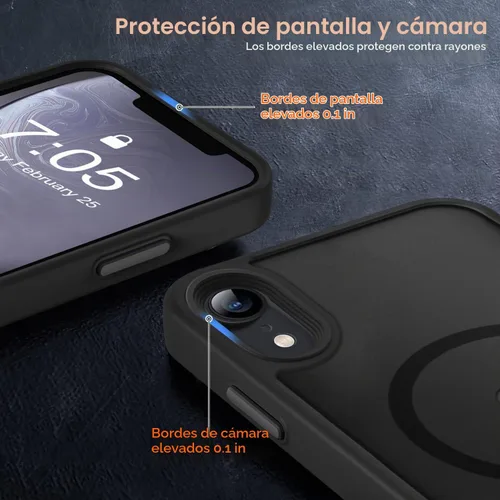 Vista 5 de MOCCA Magnetic Shockproof for iPhone XR Case,Black