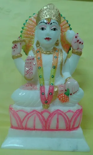 Vista 2 de Estatua de mármol multicolor Surya Bhagwan de 7 pulgadas - mármol Surya murti, estatua de Surya Dev Sun SURYA Graha escultura decoración