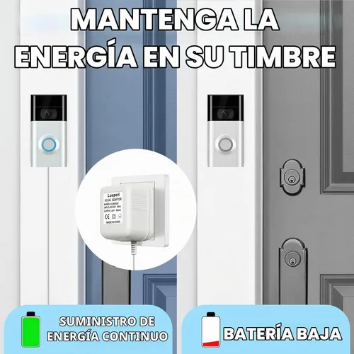 Vista 6 de Cable extra largo de 19.7 pies, transformador de timbre de 18V500mA compatible con timbres de video inalámbricos Ring, Nest, Eufy, Wyze, Arlo
