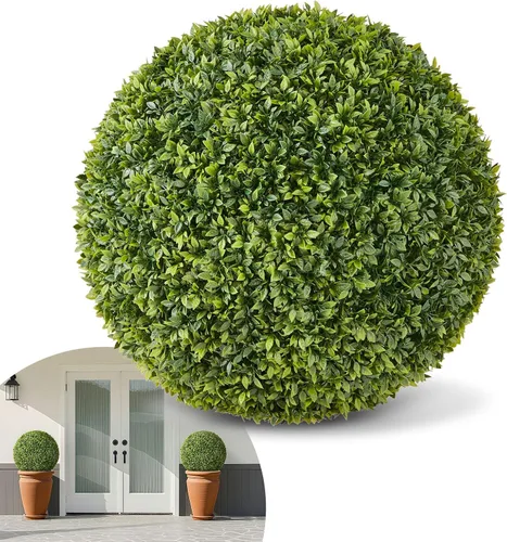 Vista 13 de VEVOR 2 bolas artificiales de 16 pulgadas, bolas de boj de imitación de 4 capas, bolas decorativas de plantas sintéticas verdes para todo el año
