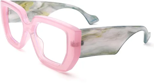 Vista 14 de Hycredi Gafas de luz azul de marco grueso para mujeres y hombres, anteojos cuadrados de gran tamaño para juegos de computadora con lente transparente