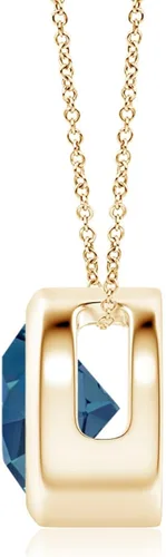 Vista 2 de Angara Collar con colgante solitario de topacio azul natural de Londres para mujeres, niñas en plata 925oro macizo de 14 quilatesplatino 950 Regalo