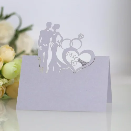 Vista 20 de 50 tarjetas de lugar, tarjetas de mesa, tarjetas de nombre para ajuste de mesa, romántico, amante, corazón, tarjeta de papel, banquete de asiento 3d