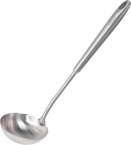 Vista 9 de Newness Cucharón de sopa, [Resistente al óxido, Resistente al calor, Formación integral] Cucharón de sopa duradero de acero inoxidable 304 con mango
