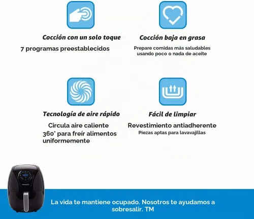 Vista 5 de PowerXL Freidora de aire Maxx de 4 cuartos de galón, edición especial 2022, freír con aire extra caliente, cocinar, crujiente, asar, hornear