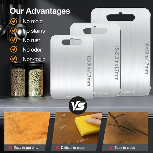 Vista 6 de Titanium Cutting Boards,Cutting Boards for Kitchen, Double-Sided Food-Grade, No toxic, New Upgrade, Hygiene Durable, Dishwasher Safe Chopping Board