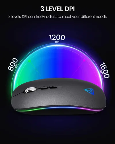 Vista 6 de Uineer Ratón Bluetooth LED, recargable Bluetooth inalámbrico (BT 5.1+2.4G), mouse silencioso para computadora portátil, MacBook, Windows, Mac