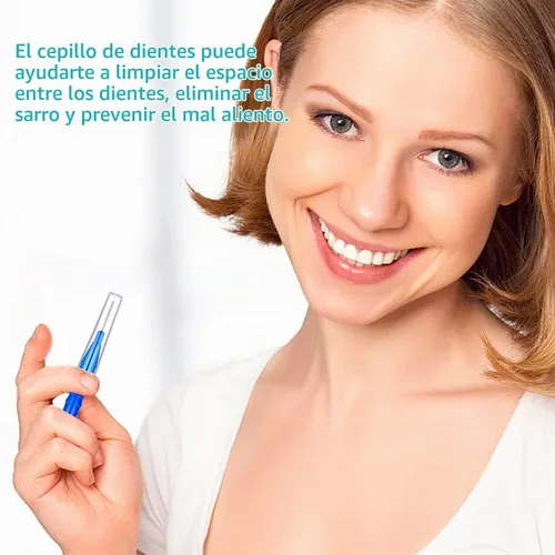 Vista 6 de GOUWEIBA Cepillo interdental desechable, 100 piezas, cepillo interdental desechable, cabezal de hilo dental para dientes (azul+rojo)