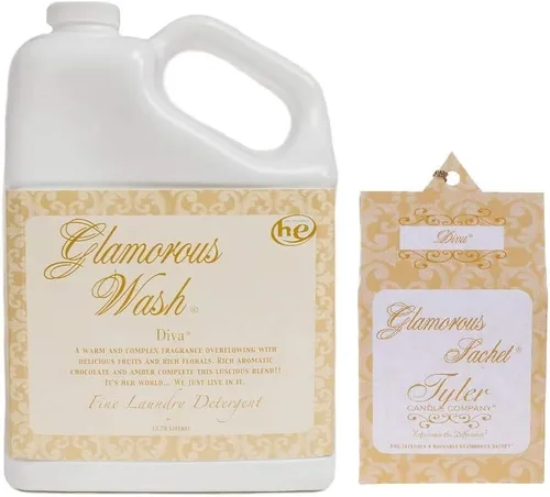 Vista 10 de Tyler Candle Company Glam Wash Laundry Detergent, Diva 16 Fl Oz/with Glamorous Sachet Single Pouch, Pull and Pour Spill Proof Cap b