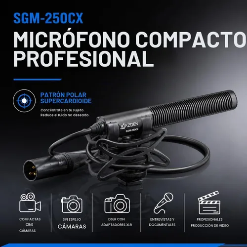 Vista 6 de Azden SGM-250CX Micrófono compacto profesional de escopeta Cine