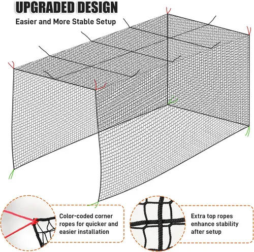 Vista 4 de Baseball Batting Cage Net, 10x10x20/10x10x35ft Softball Baseball Batting Netting for Backyard, Portable Hitting Practice Training Only Net with