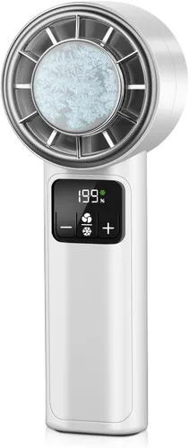 Vista 7 de Ventilador turbo portátil de alta velocidad con enfriador de hielo, pantalla LED, ventilador recargable de 3600 mAh, hasta 9 horas