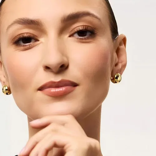 Vista 88 de Aretes de aro gruesos de oro para mujer, chapados en oro de 14 quilates, aretes de aro triple, hipoalergénicos, a la moda, aretes de aro gruesos
