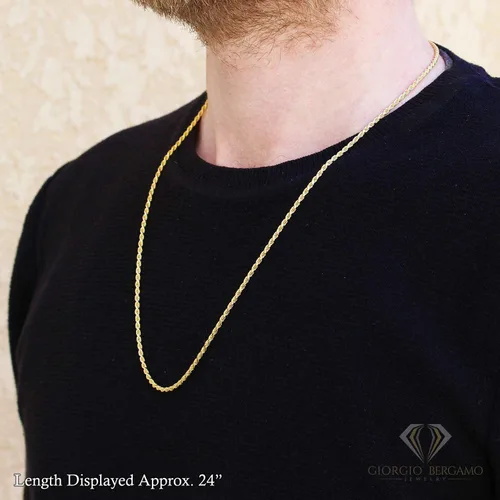 Vista 3 de Giorgio Bergamo Cadena de plata de ley 925 italiana de 0.039in a 0.217in, cadena de corte de diamante, chapado en oro amarillo o pulsera, Metal,