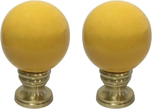 Vista 8 de Royal Designs Esfera de cerámica de 1.75 pulgadas para pantalla de lámpara, blanco, base de latón pulido